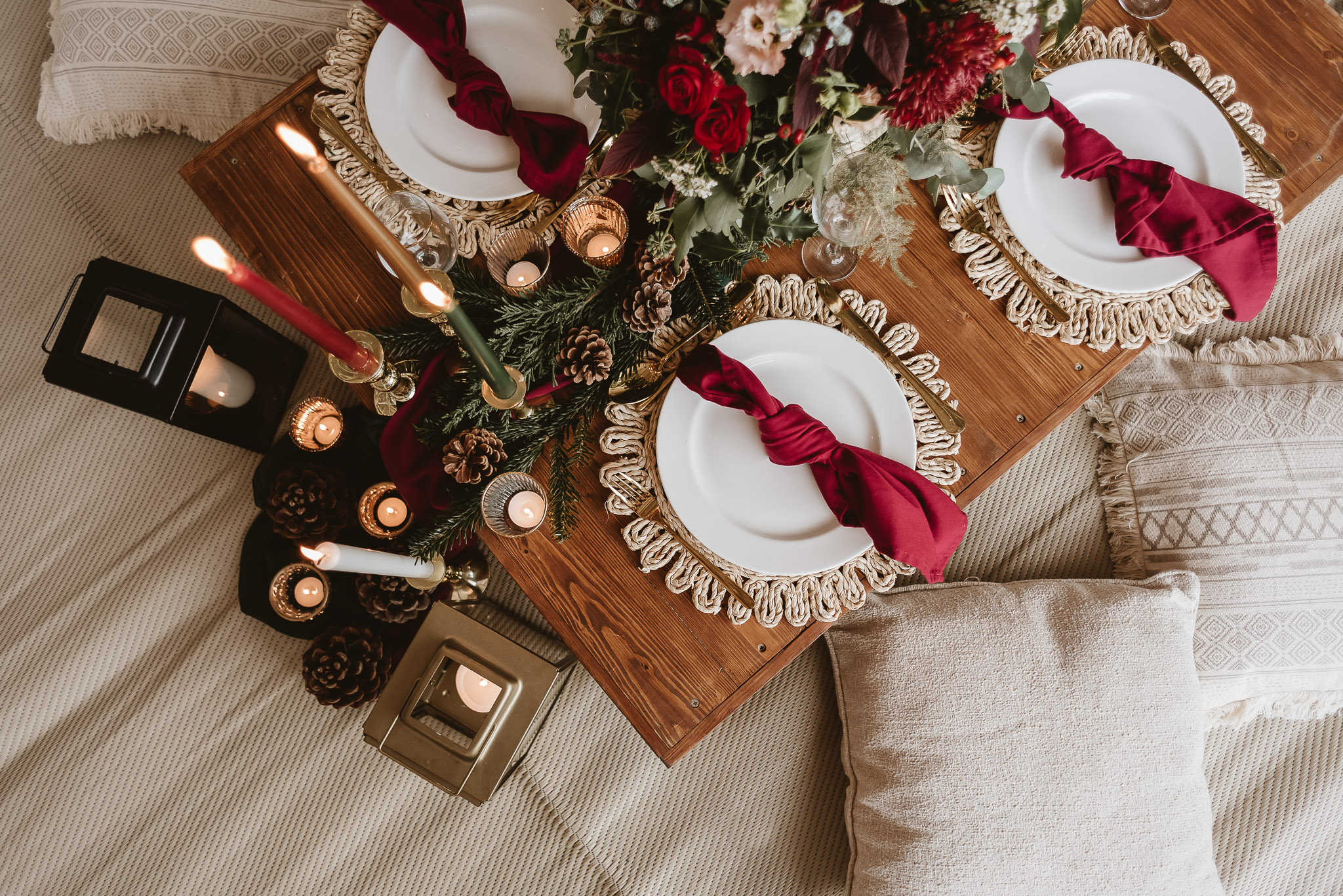 Christmas warm colour table decor