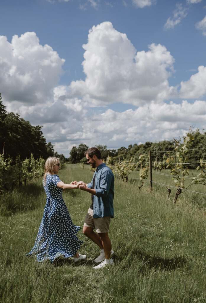 couple dancing in the vineyards